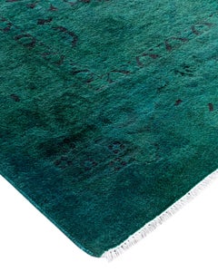 Contemporary Vibrance Hand Knotted Wool Green Area Rug
