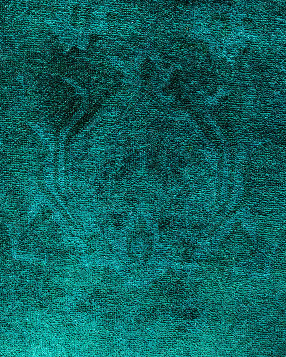 Alfombra verde de lana anudada a mano Contemporary Vibrance Pakistaní en venta