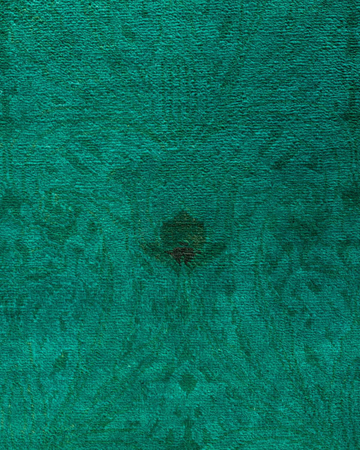 Pakistano Tappeto d'area Vibrance contemporaneo in lana annodata a mano di colore verde in vendita