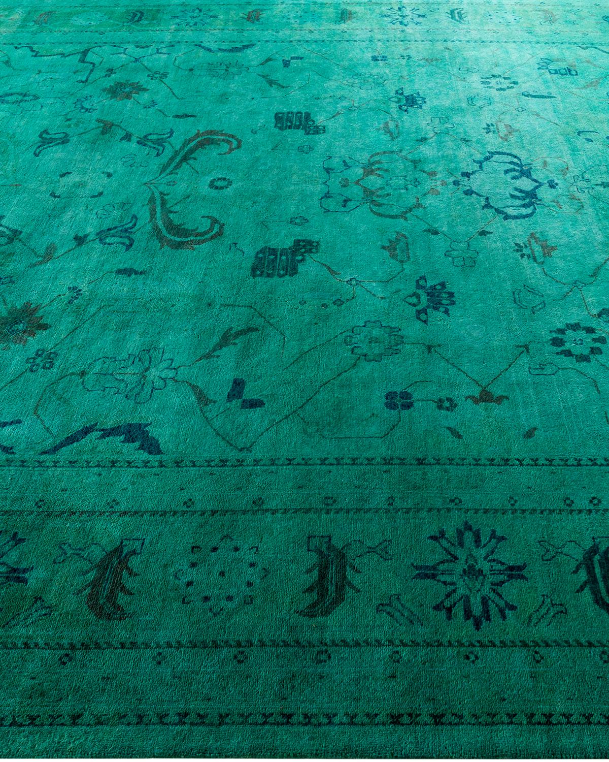 Alfombra verde de lana anudada a mano Contemporary Vibrance en Nuevo estado para la venta en Norwalk, CT