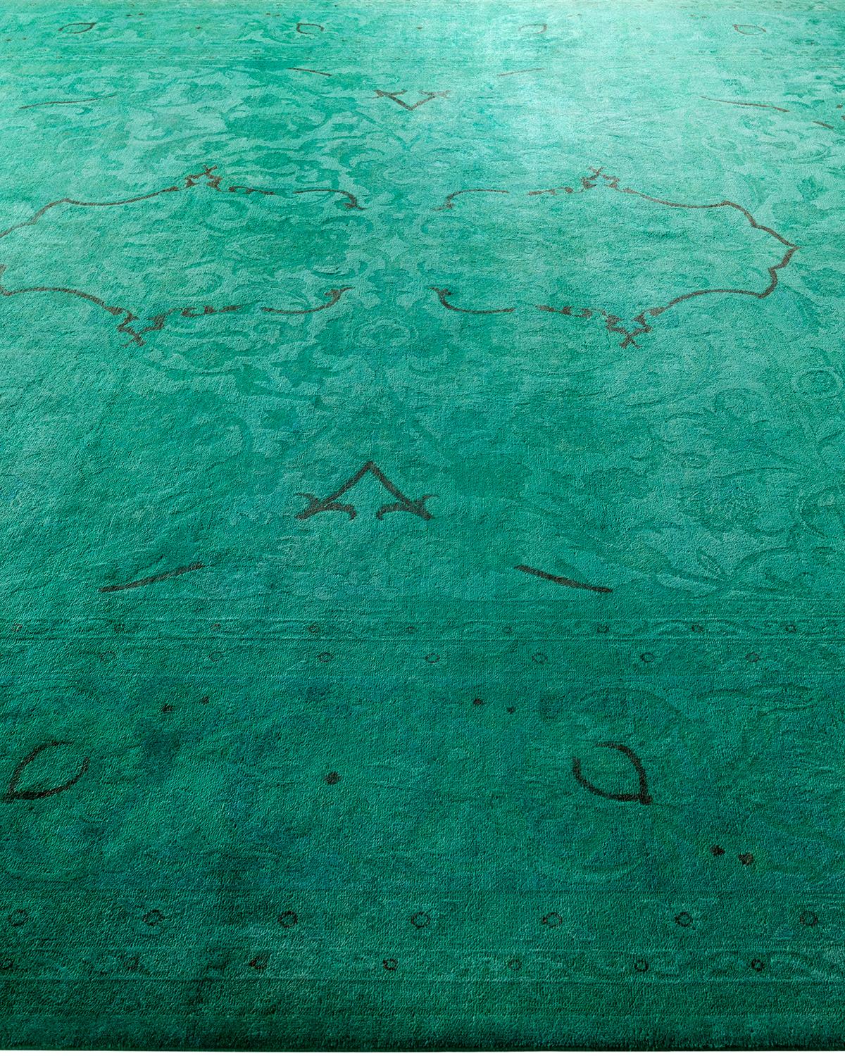 Alfombra verde de lana anudada a mano Contemporary Vibrance en Nuevo estado para la venta en Norwalk, CT