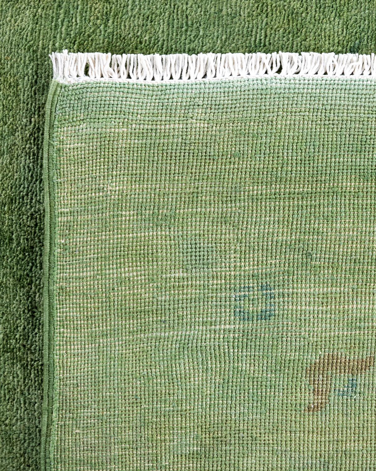 Contemporary Vibrance Handgeknüpfter Wollteppich Grün (21. Jahrhundert und zeitgenössisch) im Angebot