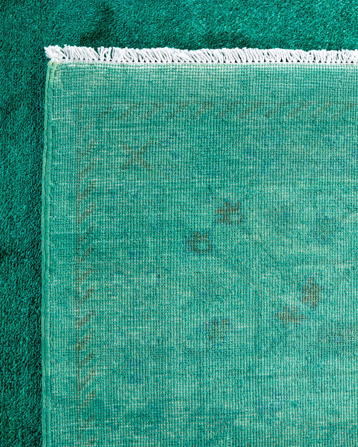 Contemporary Vibrance Handgeknüpfter Wollteppich Grün (21. Jahrhundert und zeitgenössisch) im Angebot