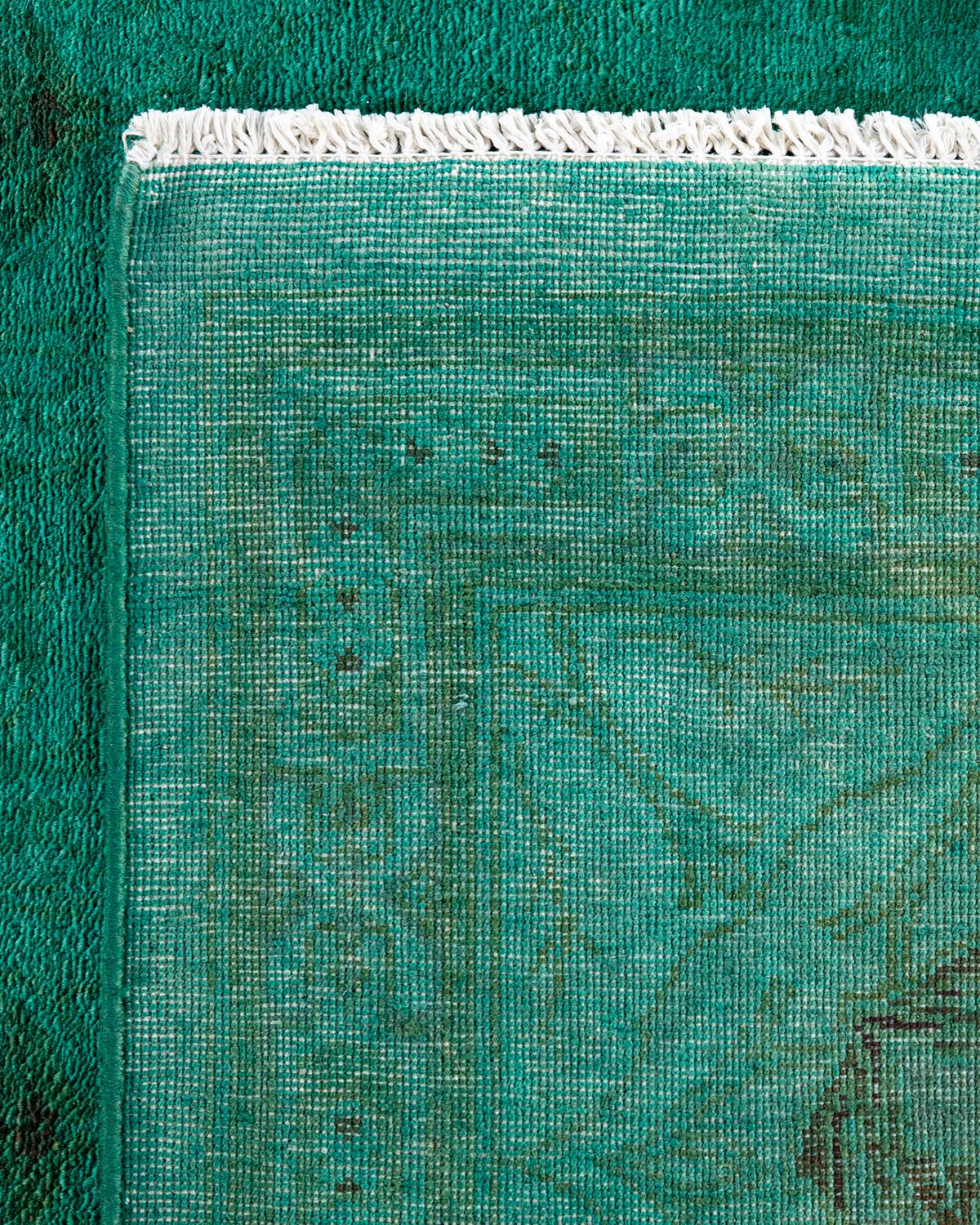 XXI secolo e contemporaneo Tappeto d'area Vibrance contemporaneo in lana annodata a mano di colore verde in vendita
