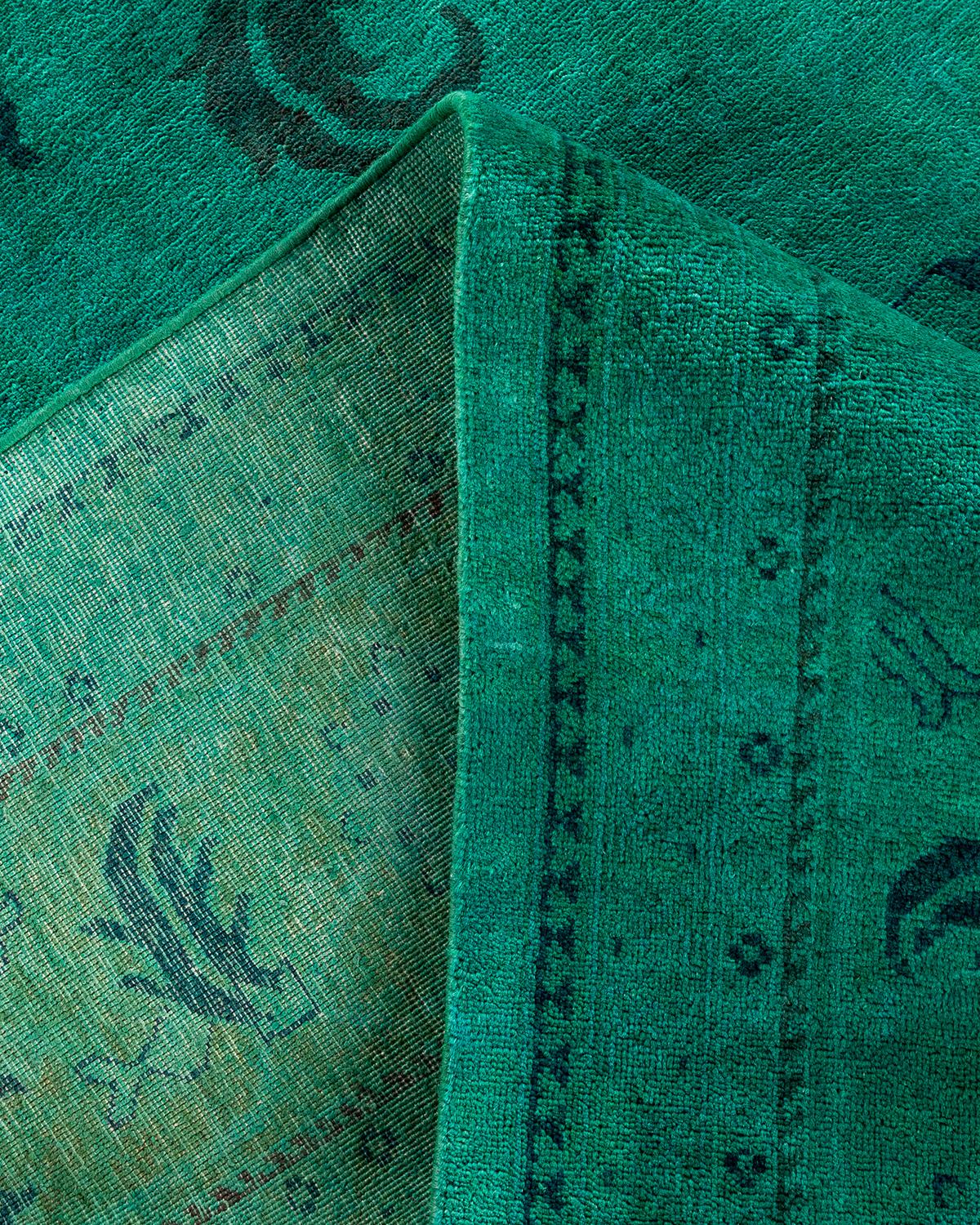 Alfombra verde de lana anudada a mano Contemporary Vibrance Lana en venta