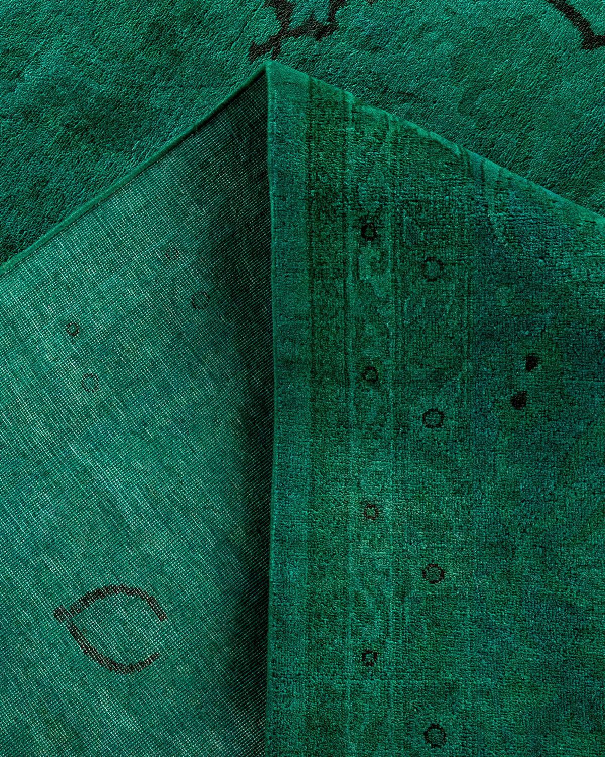 Alfombra verde de lana anudada a mano Contemporary Vibrance Lana en venta