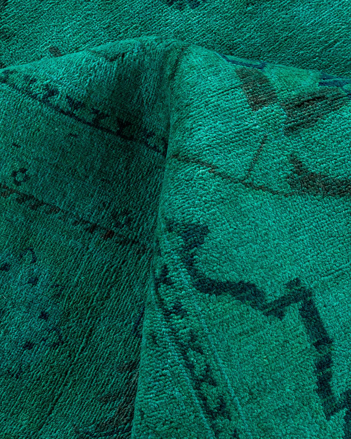 Alfombra verde de lana anudada a mano Contemporary Vibrance en venta 1
