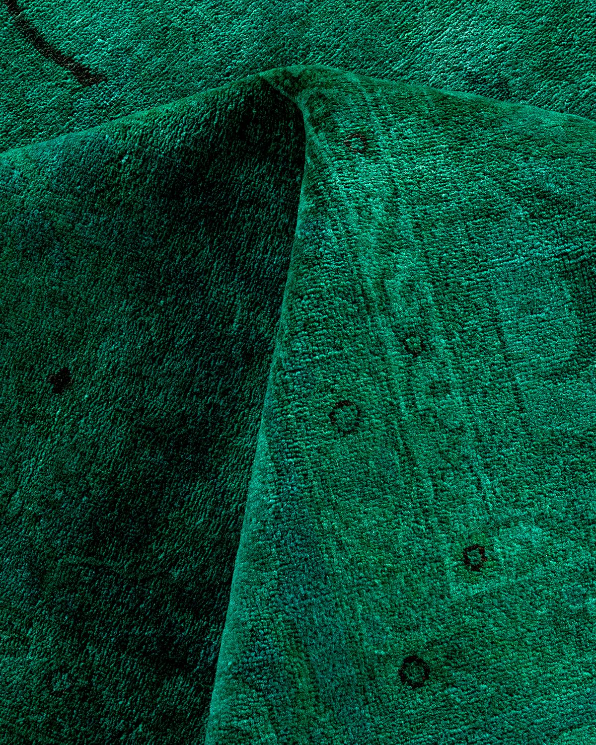 Alfombra verde de lana anudada a mano Contemporary Vibrance en venta 1