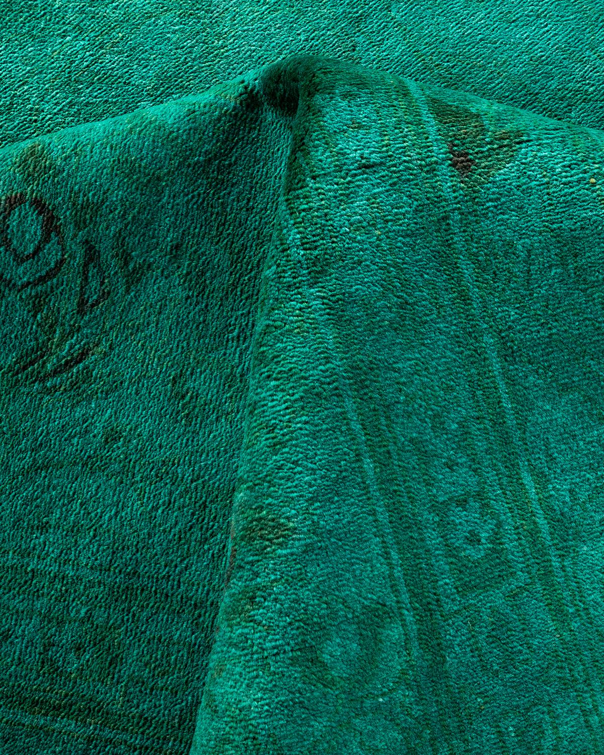 Tappeto d'area Vibrance contemporaneo in lana annodata a mano di colore verde in vendita 1