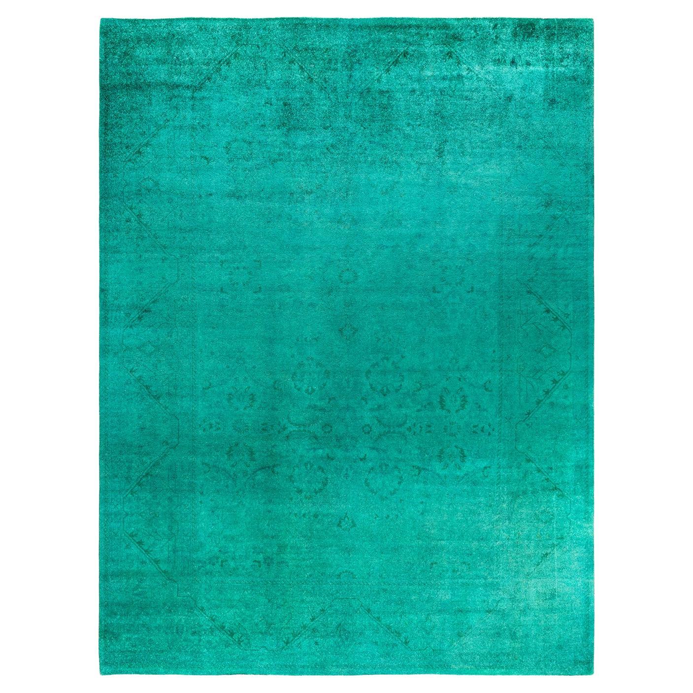 Contemporary Vibrance Hand Knotted Wool Green Area Rug