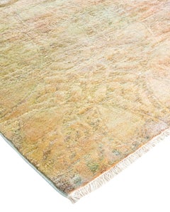 Contemporary Vibrance Hand Knotted Wool Light Blue Area Rug