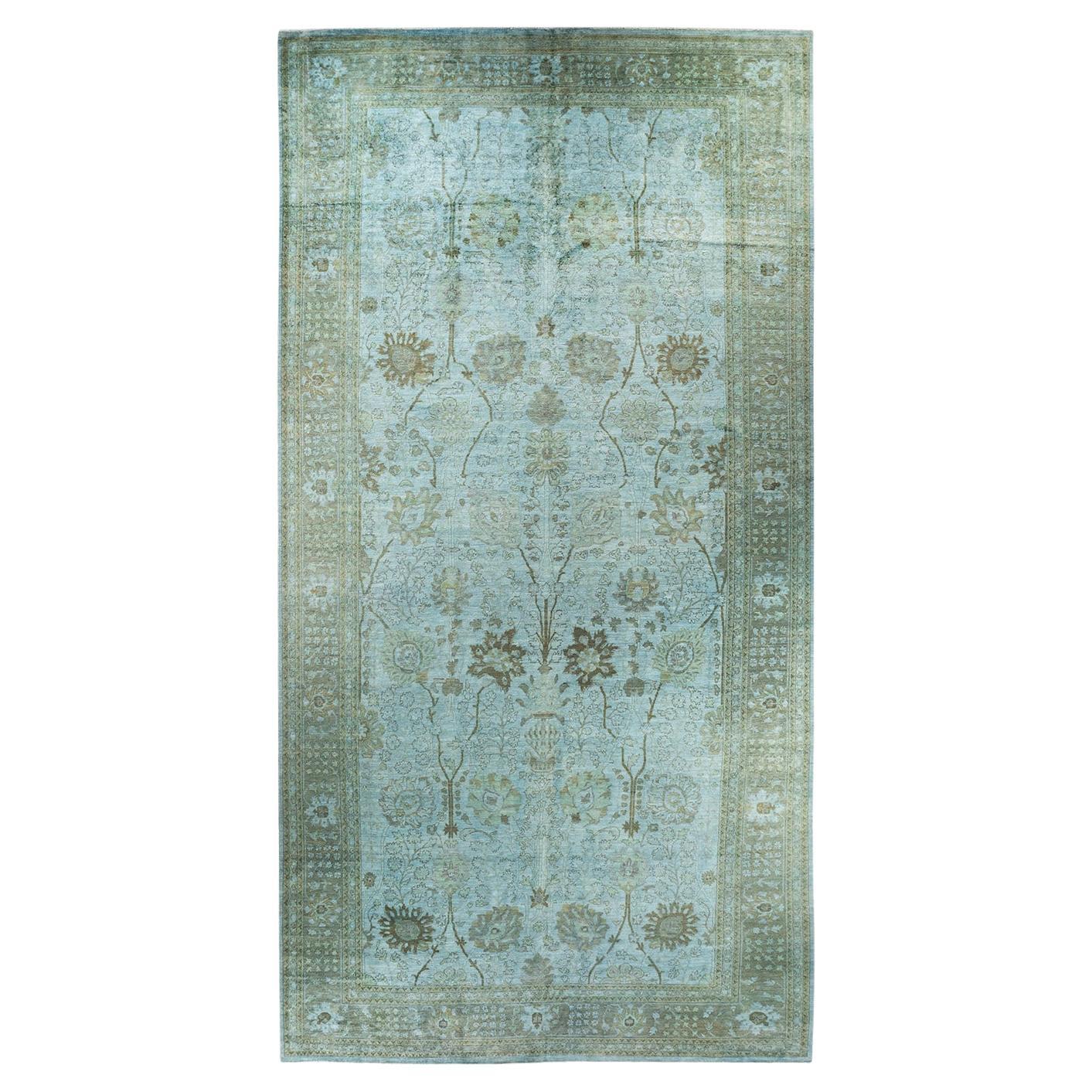 Contemporary Vibrance Hand Knotted Wool Light Blue Area Rug For Sale