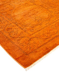 Contemporary Vibrance Hand Knotted Wool Orange Area Rug