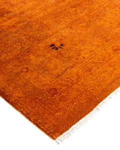 Contemporary Vibrance Hand Knotted Wool Orange Area Rug