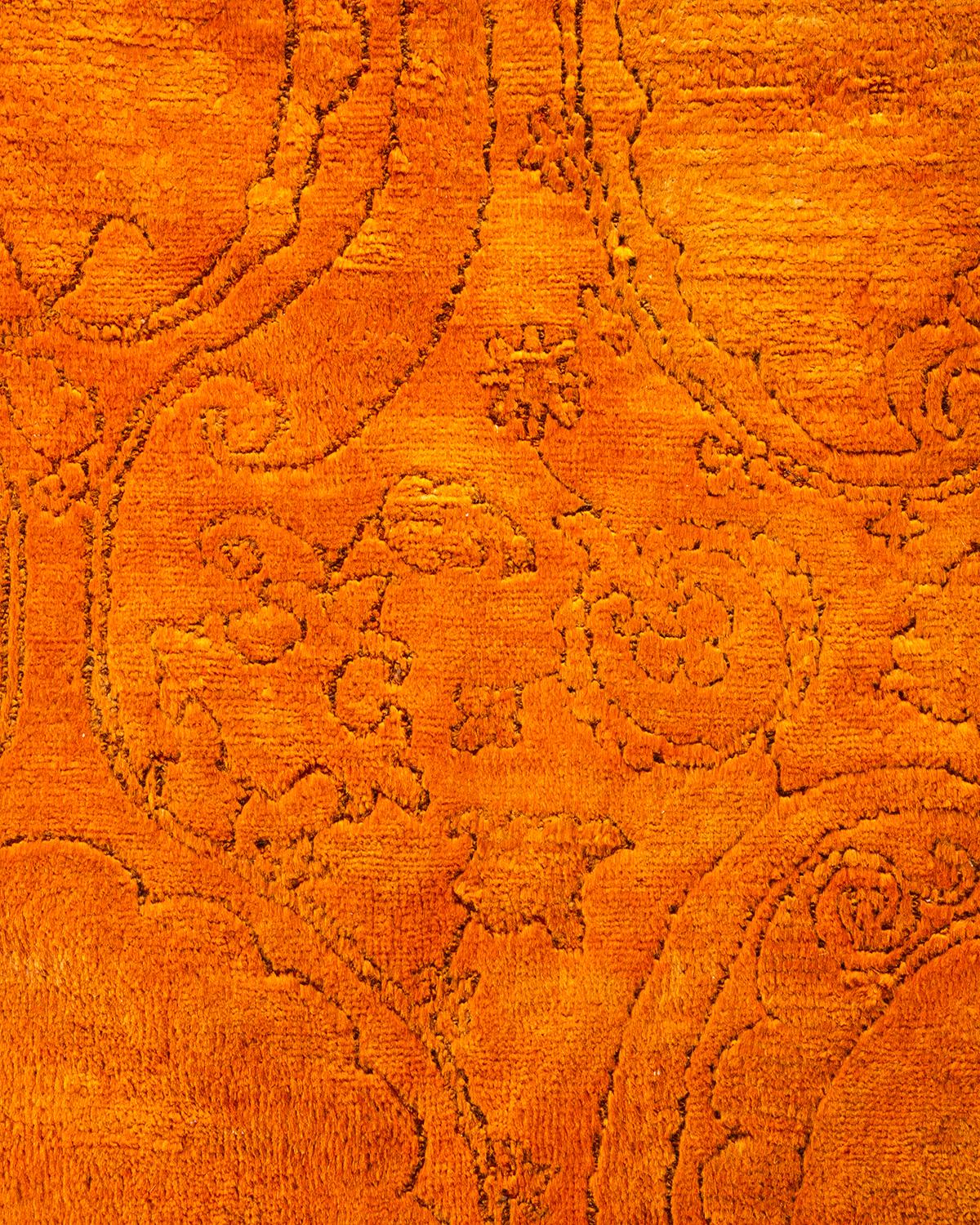 Alfombra anaranjada contemporánea de lana anudada a mano Vibrance Pakistaní en venta