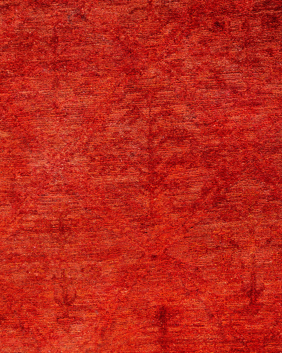 Contemporary Vibrance Hand Knotted Wool Orange Area Rug (Pakistanisch) im Angebot