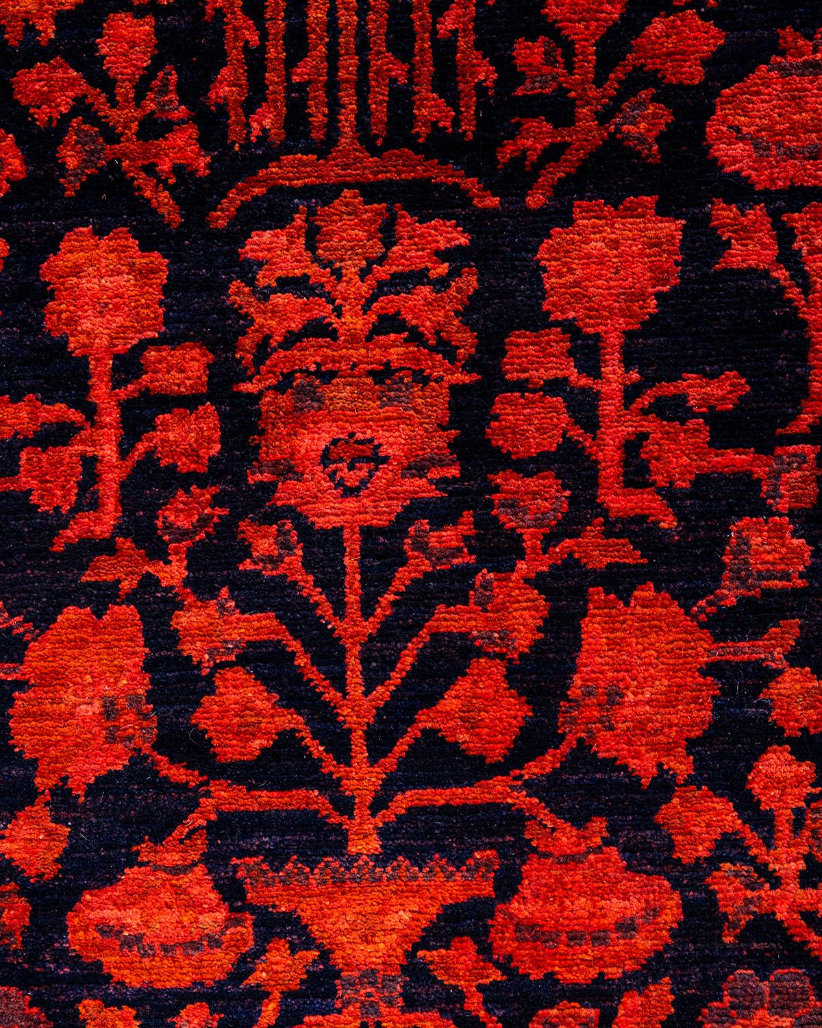 Pakistanais Tapis Contemporary Vibrance en laine nouée à la main Orange en vente