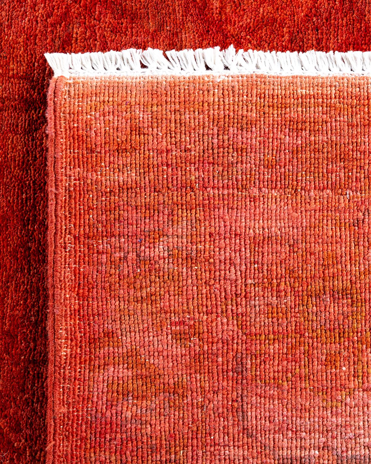 Contemporary Vibrance Hand Knotted Wool Orange Area Rug (21. Jahrhundert und zeitgenössisch) im Angebot