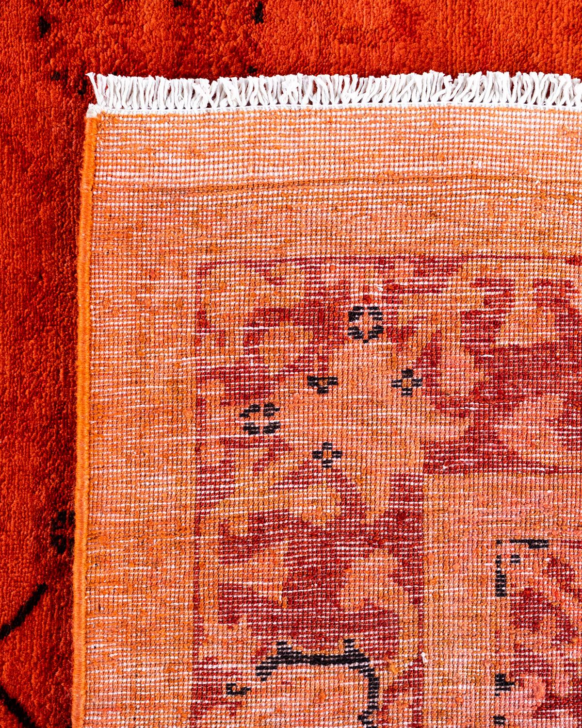 Contemporary Vibrance Hand Knotted Wool Orange Area Rug  (21. Jahrhundert und zeitgenössisch) im Angebot