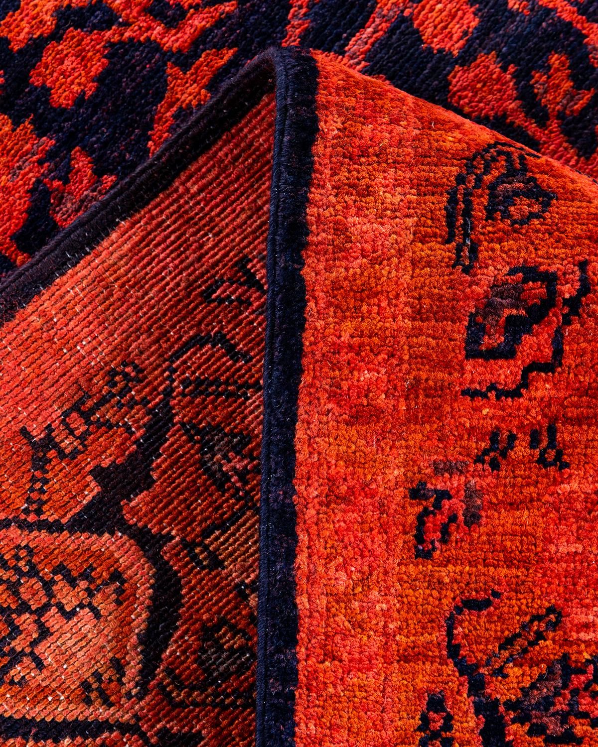 Laine Tapis Contemporary Vibrance en laine nouée à la main Orange en vente