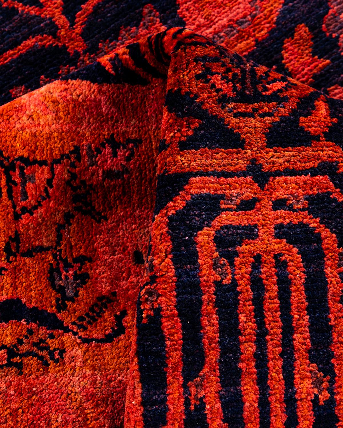 Tapis Contemporary Vibrance en laine nouée à la main Orange en vente 1