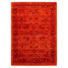 Contemporary Vibrance Hand Knotted Wool Orange Area Rug 
