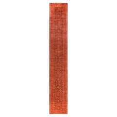 Contemporary Vibrance Hand Knotted Wool Orange Runner 