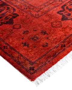 Contemporary Vibrance Hand Knotted Wool Orange Area Rug