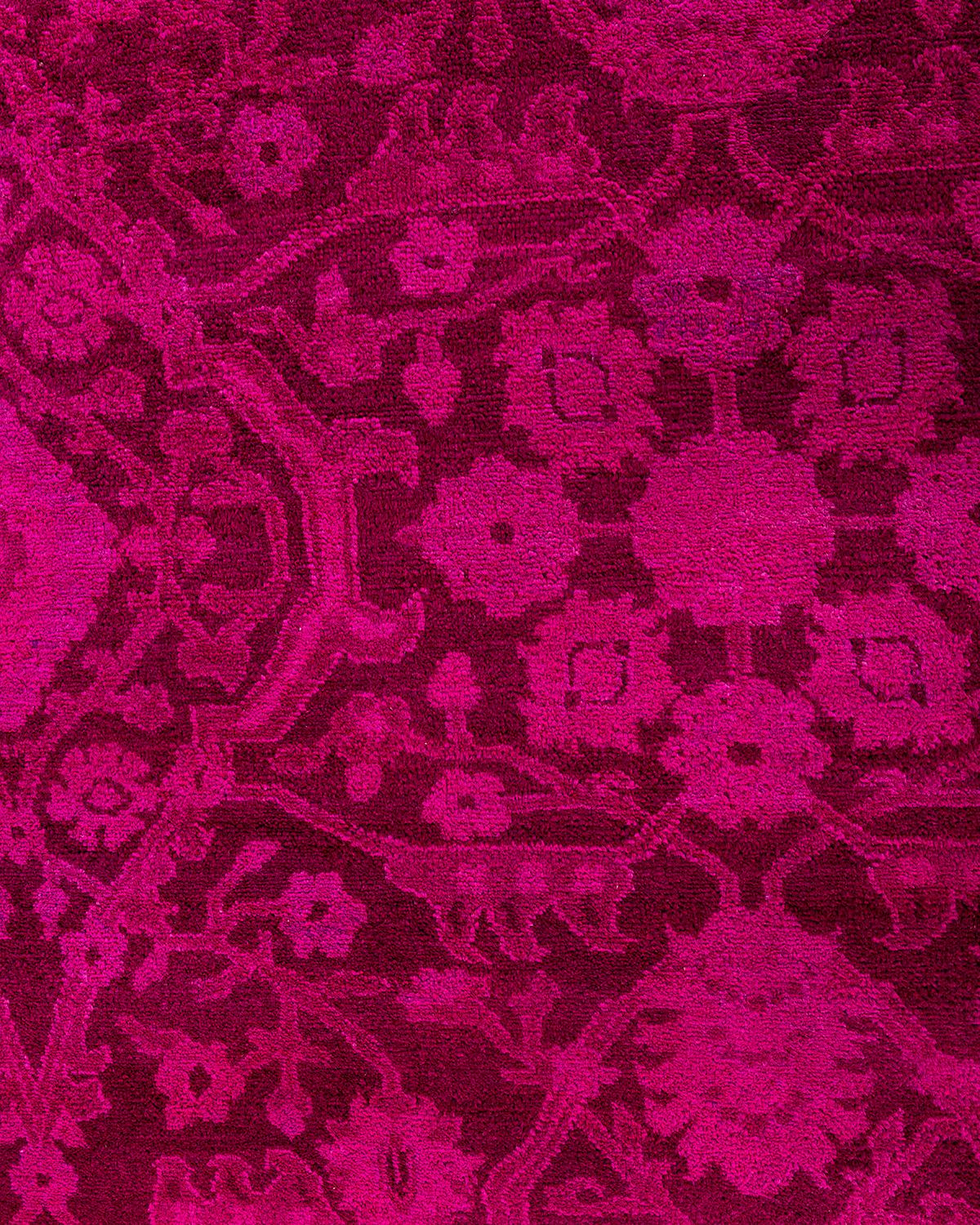 Pakistani Contemporary Vibrance Hand Knotted Wool Pink Area Rug For Sale
