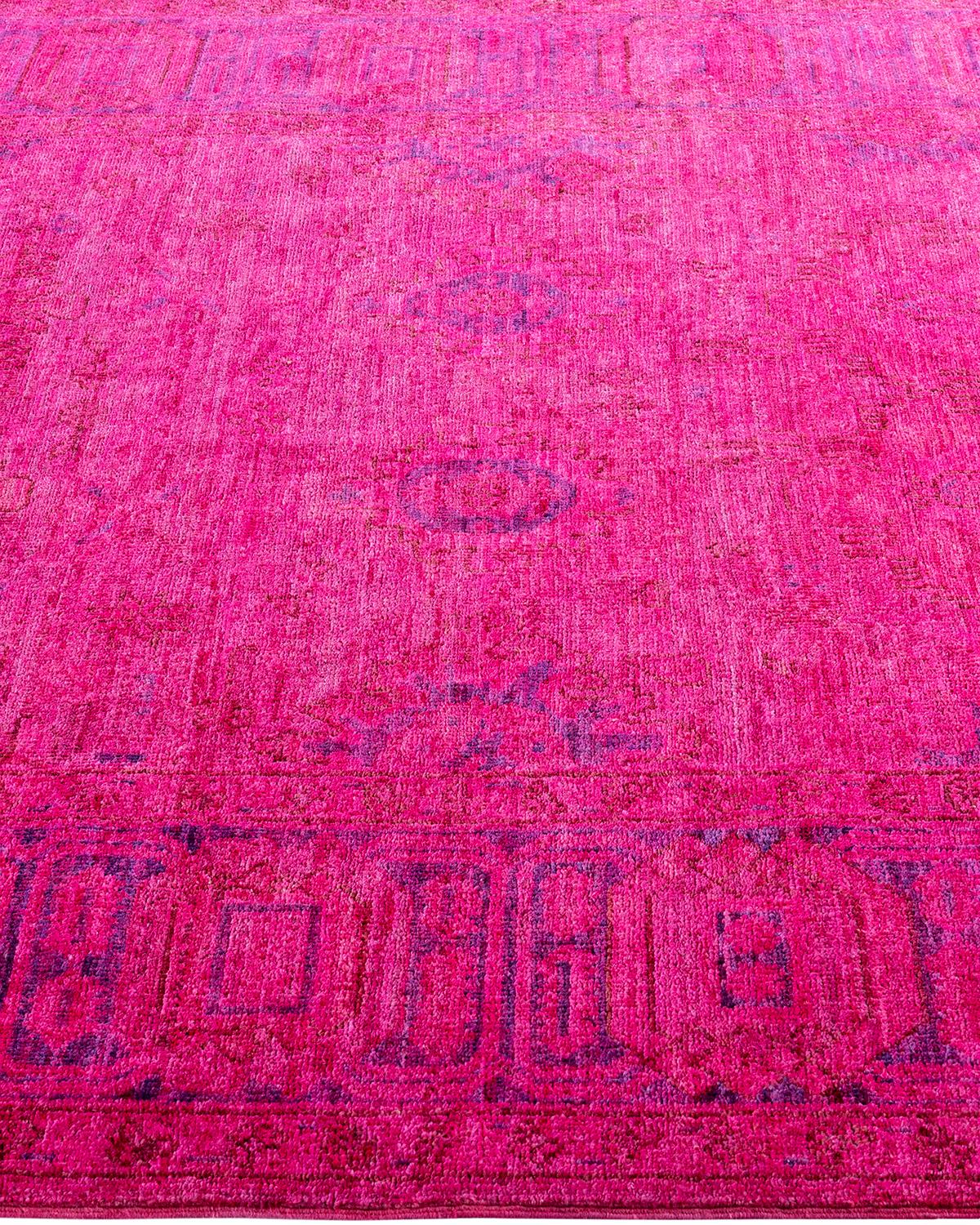 Alfombra contemporánea de lana anudada a mano Vibrance rosa en Nuevo estado para la venta en Norwalk, CT
