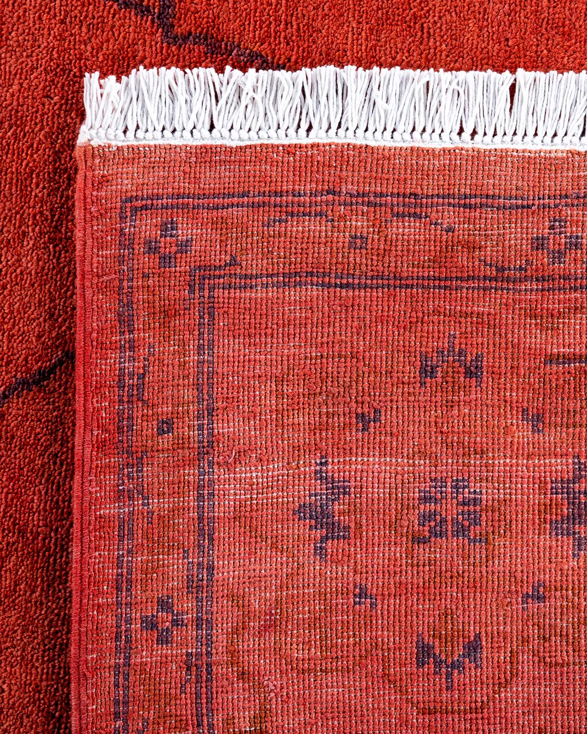 Contemporary Vibrance Hand Knotted Wool Orange Area Rug  (21. Jahrhundert und zeitgenössisch) im Angebot