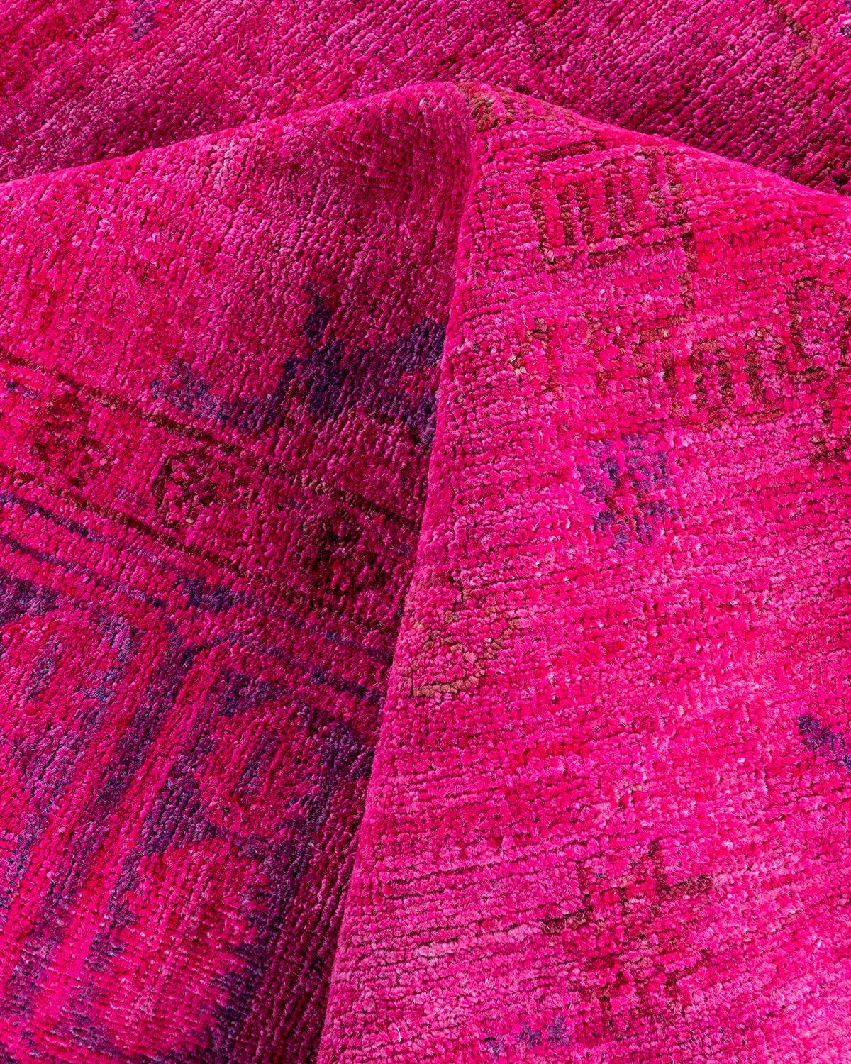 Alfombra contemporánea de lana anudada a mano Vibrance rosa en venta 1