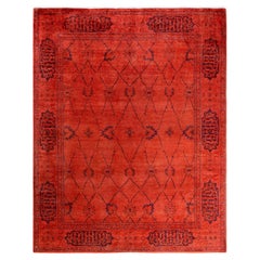 Contemporary Vibrance Hand Knotted Wool Orange Area Rug 