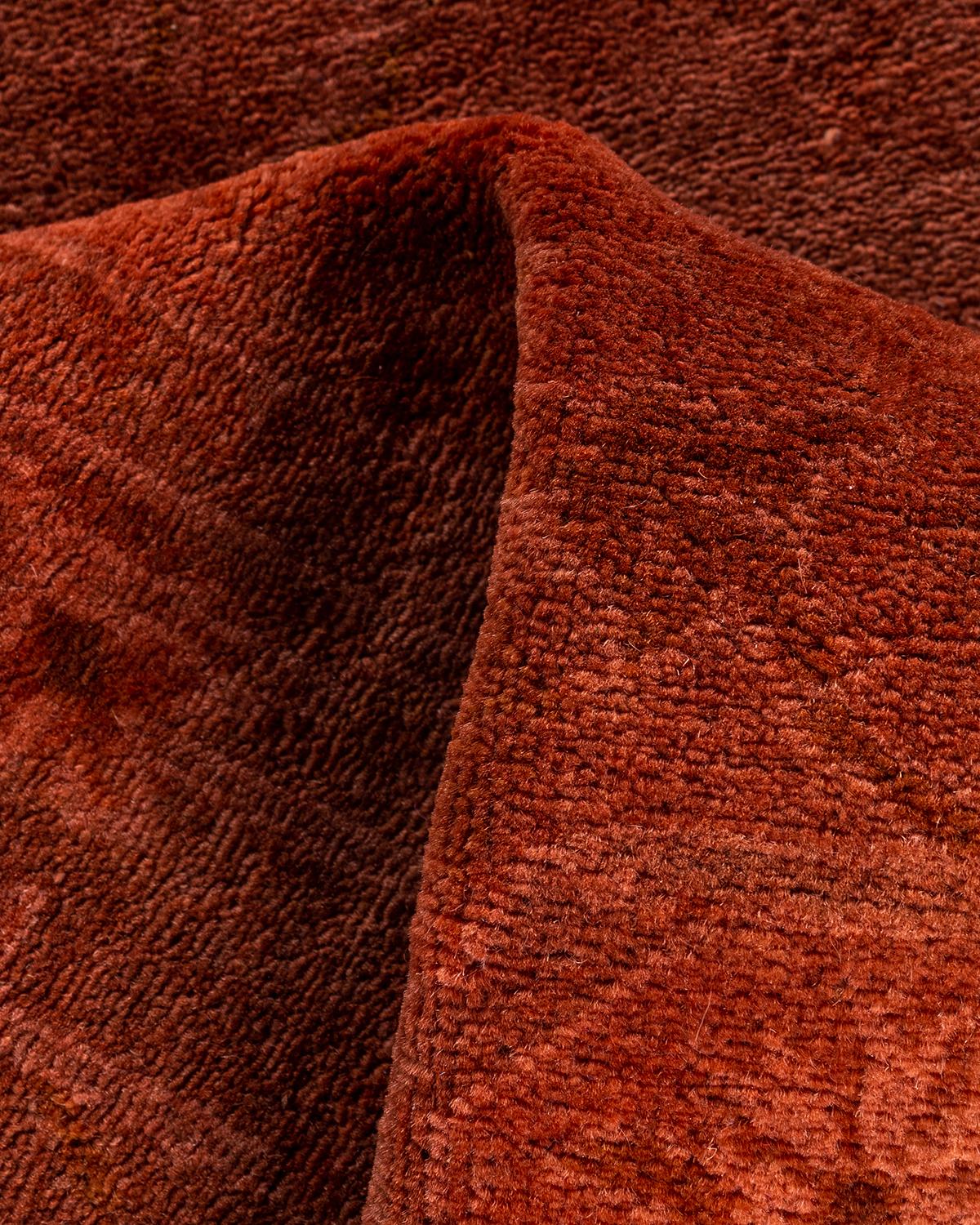 Tapis de course contemporain en laine nouée à la main Vibrance rose en vente 1
