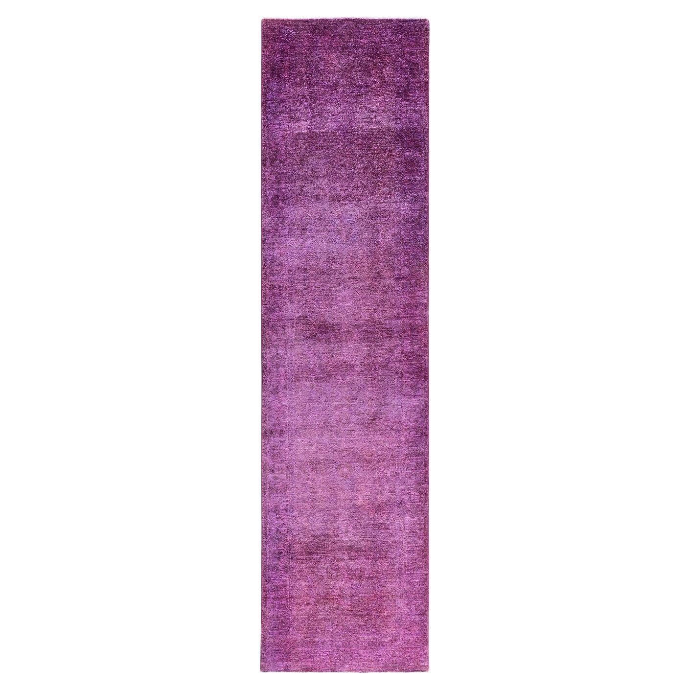 Contemporary Vibrance Hand Knotted Wool Pink Runner  im Angebot