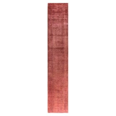 Contemporary Vibrance Hand Knotted Wool Pink Runner 