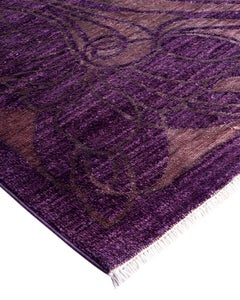 Contemporary Vibrance Hand Knotted Wool Purple Area Rug