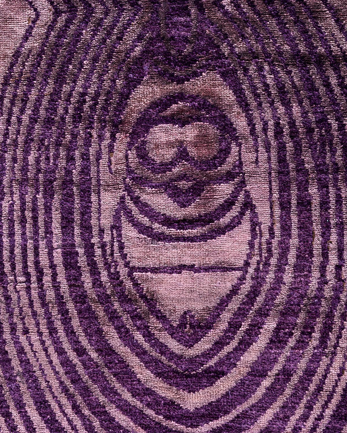 Pakistani Contemporary Vibrance Hand Knotted Wool Purple Area Rug For Sale