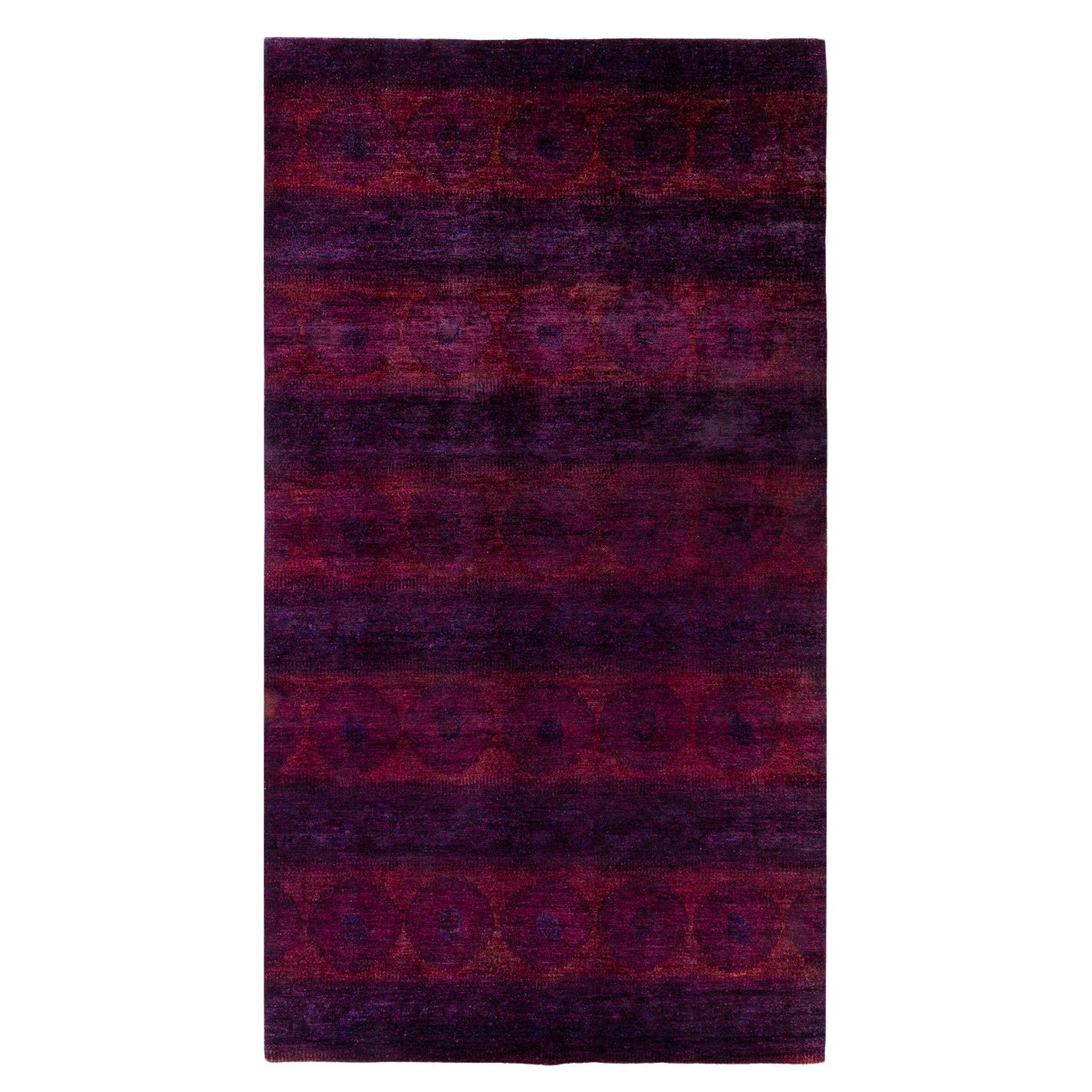 Contemporary Vibrance Tappeto di lana viola annodato a mano