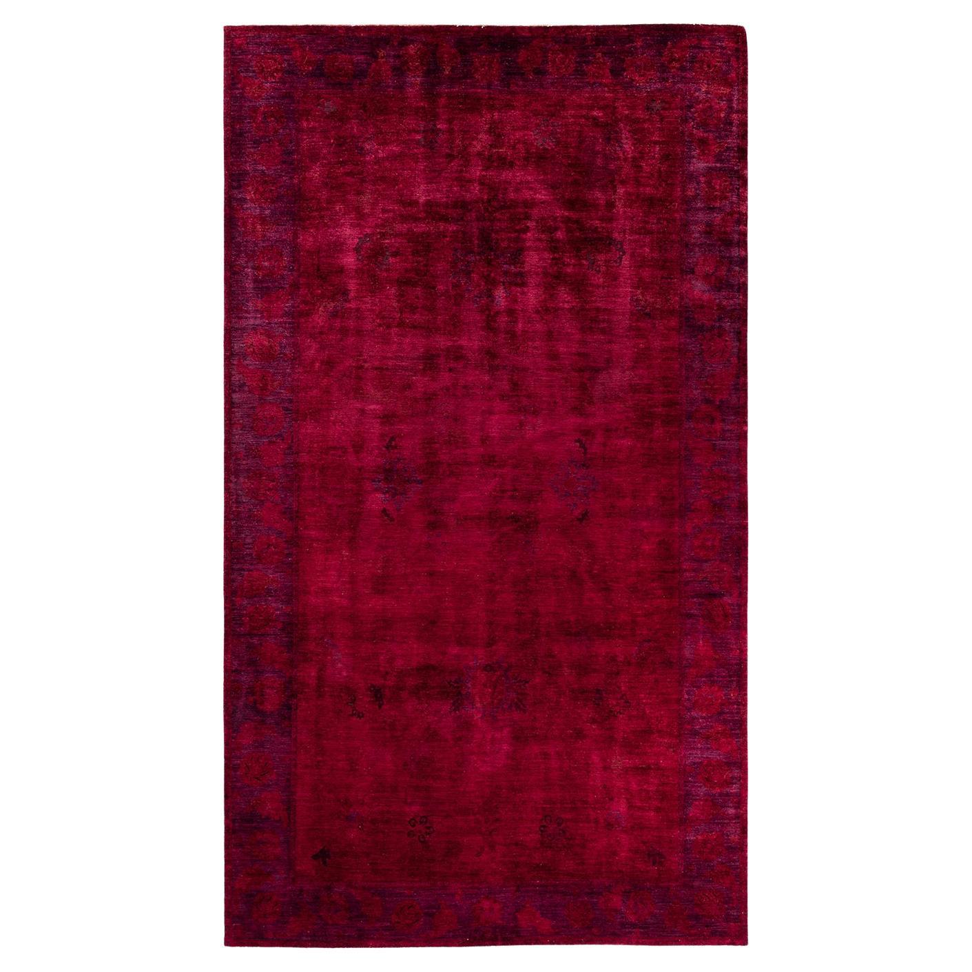 Contemporary Vibrance Hand Knotted Wool Purple Area Rug For Sale