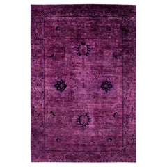 Contemporary Vibrance Hand Knotted Wool Purple Area Rug