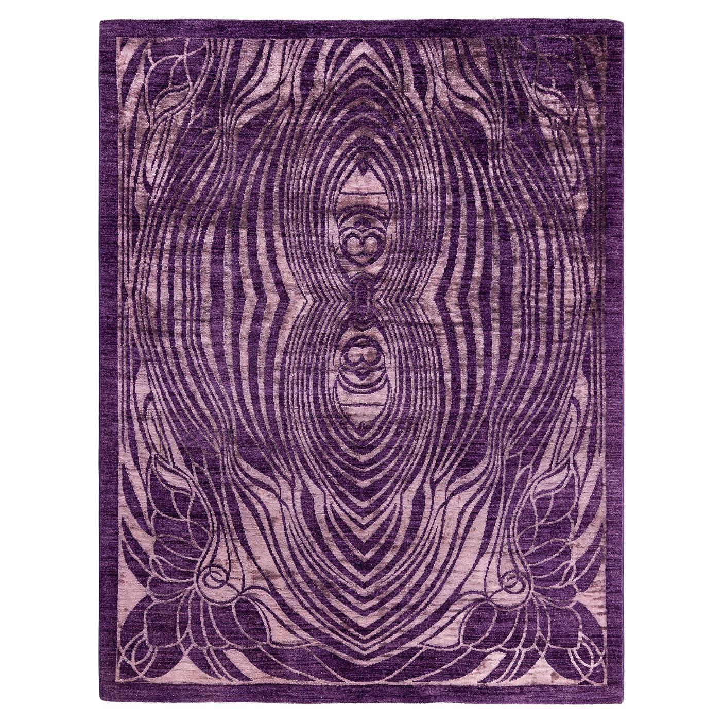 Contemporary Vibrance Hand Knotted Wool Purple Area Rug 