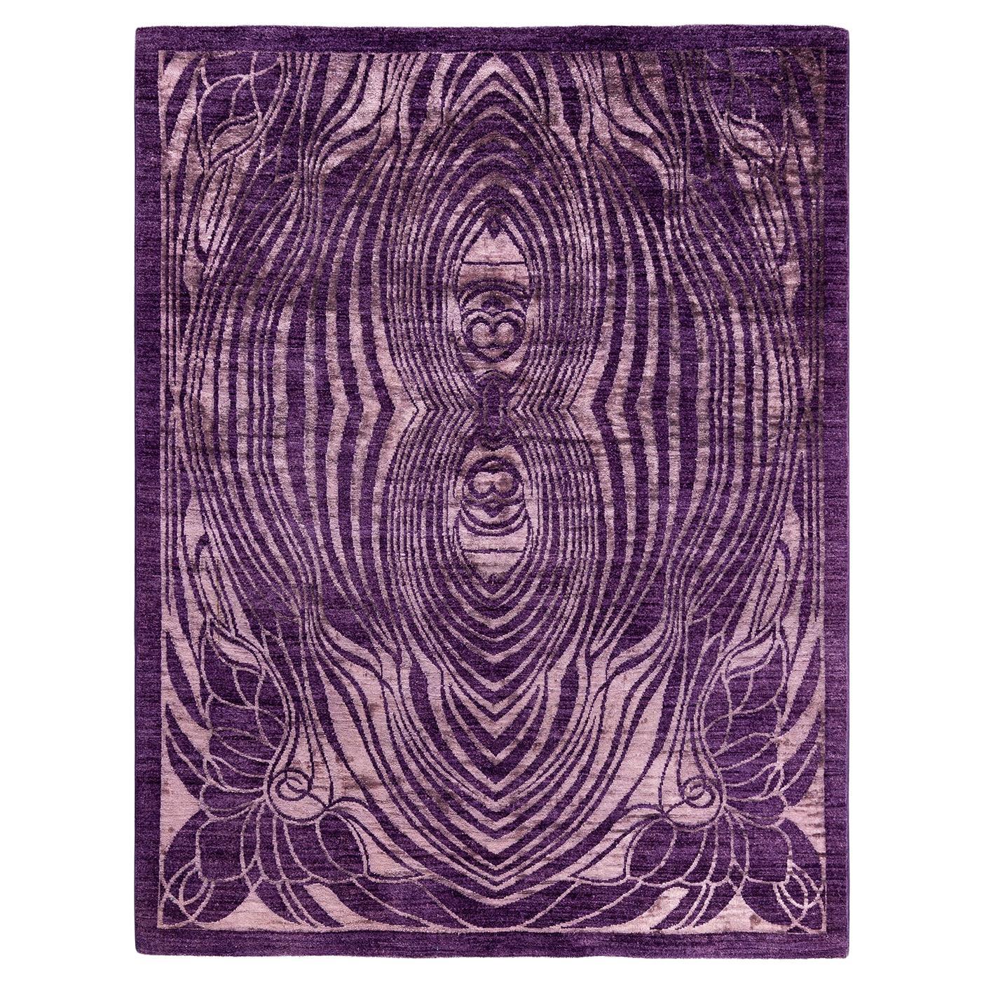 Contemporary Vibrance Tappeto di lana viola annodato a mano