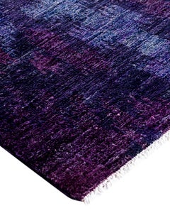 Contemporary Vibrance Hand Knotted Wool Purple Runner