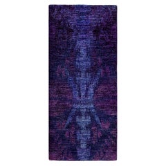 Contemporary Vibrance Hand Knotted Wool Purple Runner