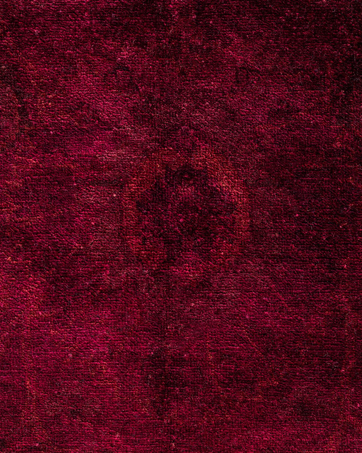 Pakistani Contemporary Vibrance Hand Knotted Wool Red Area Rug For Sale