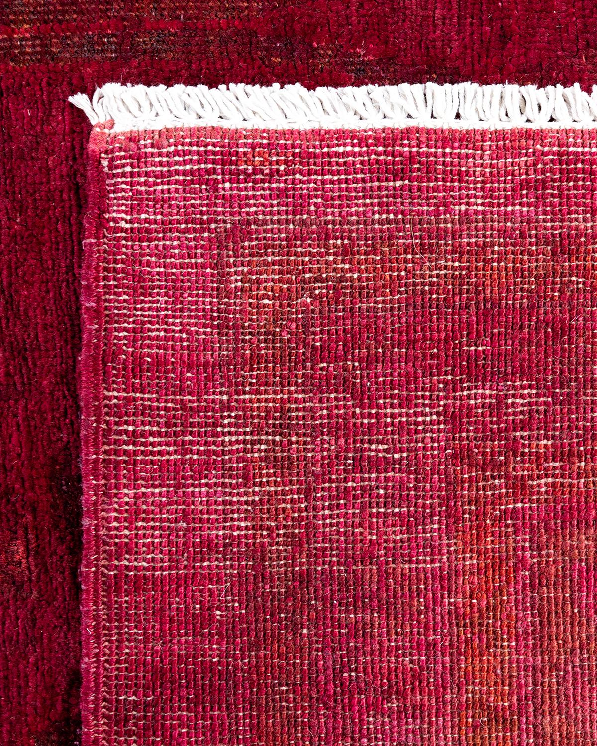 Contemporary Vibrance Handgeknüpfter Wollteppich in Rot  (21. Jahrhundert und zeitgenössisch) im Angebot