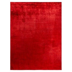 Contemporary Vibrance Handgeknüpfter Wollteppich in Rot
