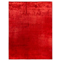 Contemporary Vibrance Hand Knotted Wool Red Area Rug