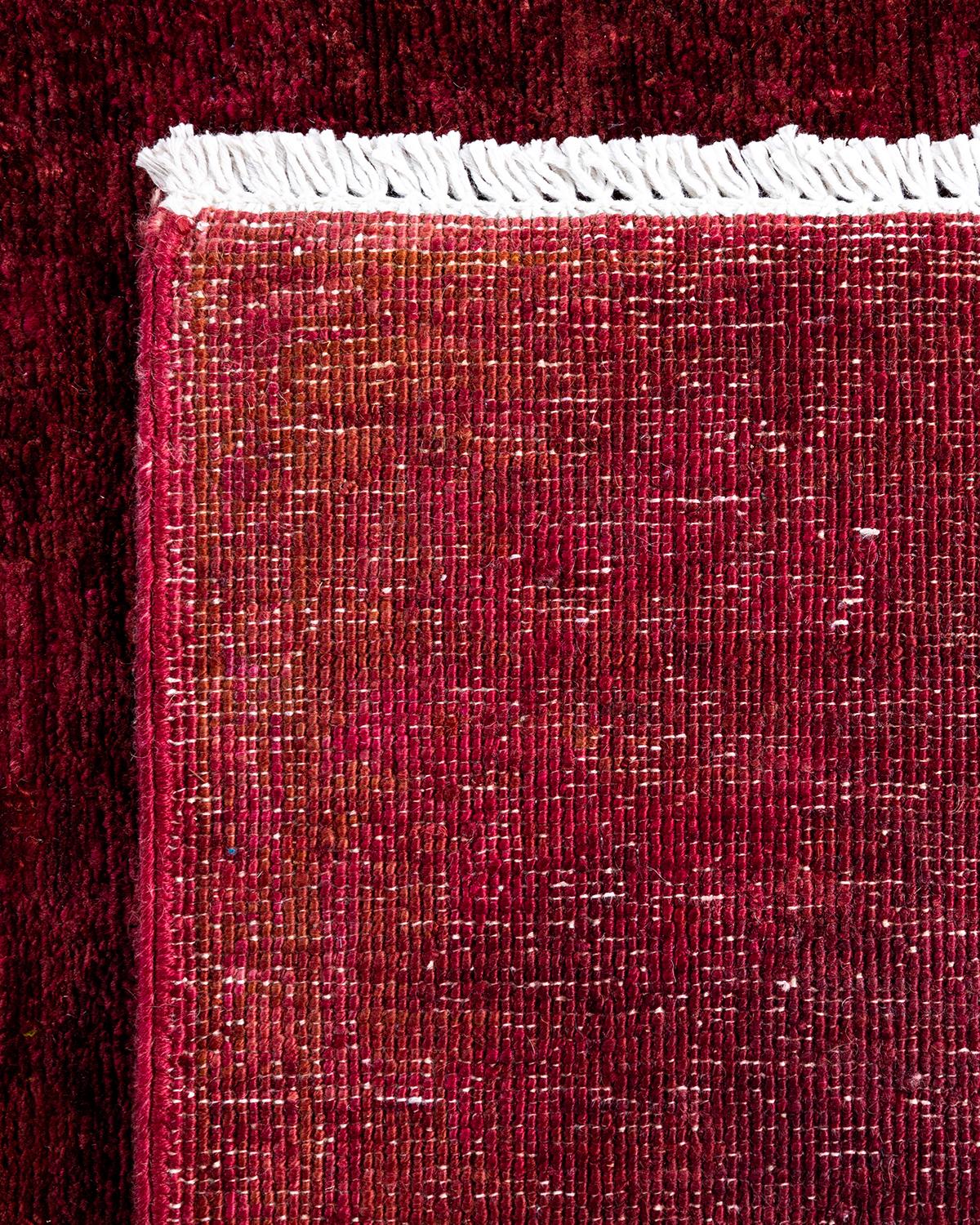 XXIe siècle et contemporain Tapis de course contemporain en laine nouée à la main Vibrance rouge en vente